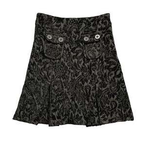 Desigual Skirt Womens 34 Black Embossed Velvet Chenille Dark Academia Side Zip